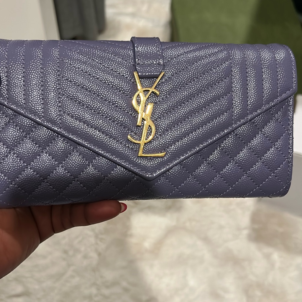 Saint Laurent Wallet In Triquilt Grained Calf Leather